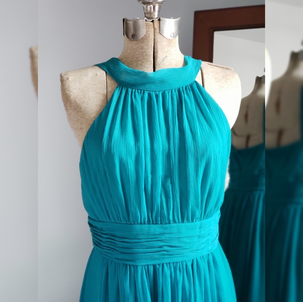 Teal high-low dress